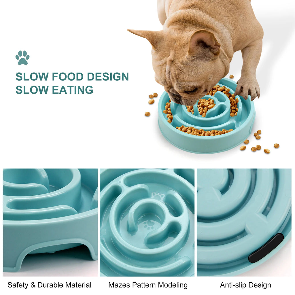 Eco Non-Slip Anti-Gulping Slow Feeder Dog Bowl All Sizes