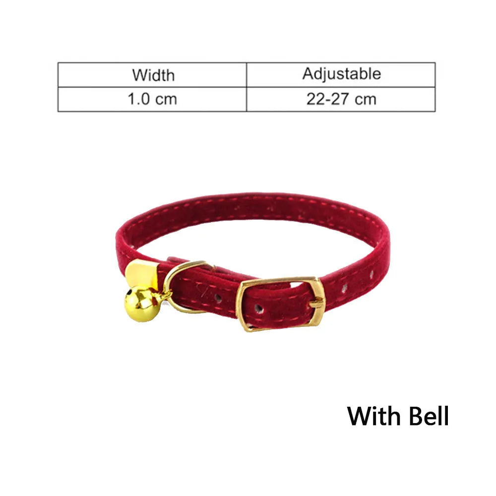 Cat Collar Bell Safety Adjustable Solid Kitten Dog Necklace