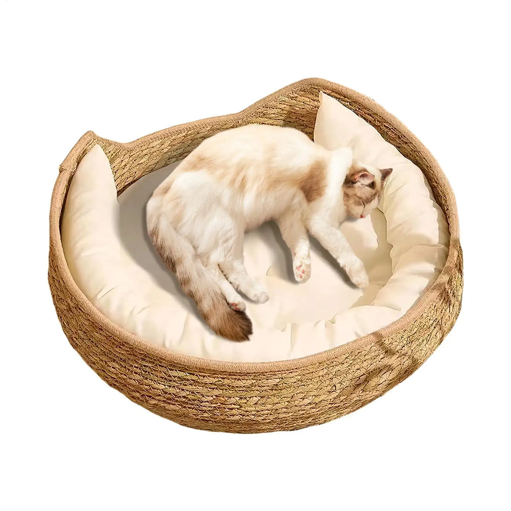 Round Cotton Rope Cat Bed Indoor All Season Sleeping