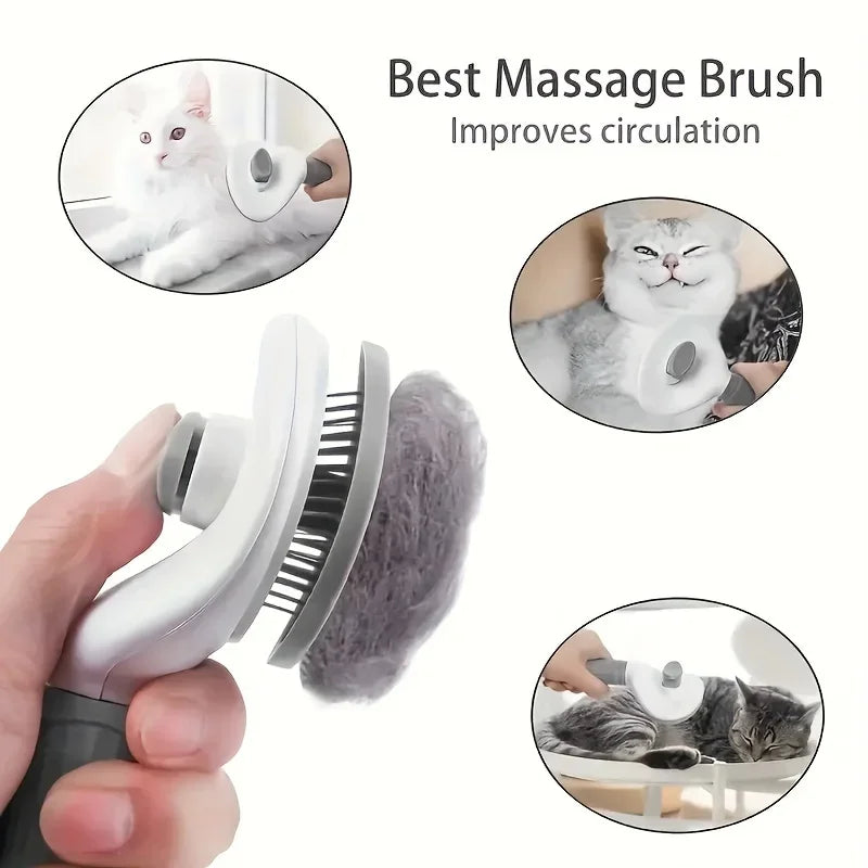One-Click Pet Hair Removal Comb Brush for Cats and Dogs