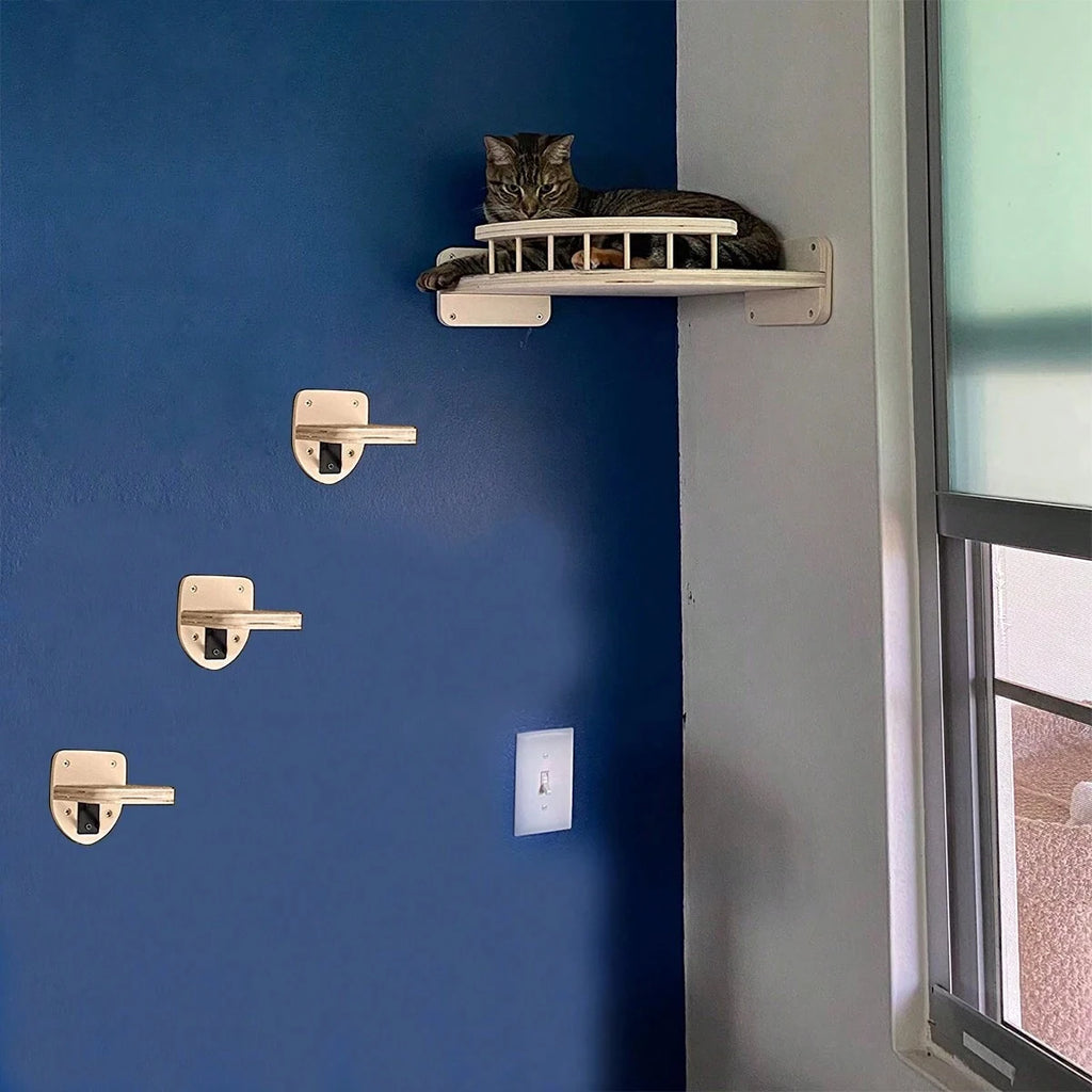 Wall Mounted Cat Corner Shelf Bed Indoor Climbing Furniture