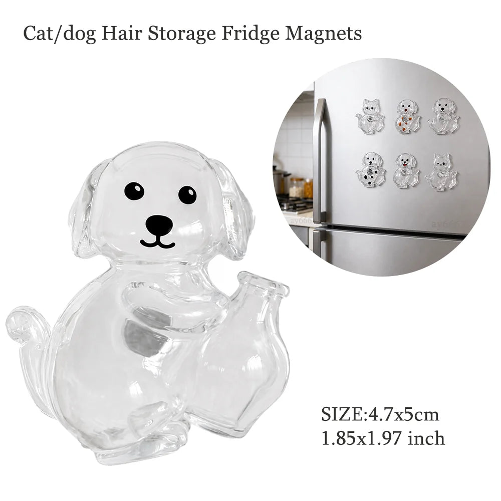 Clear resin pet magnet keychain shaped like a puppy with black nose and eyes