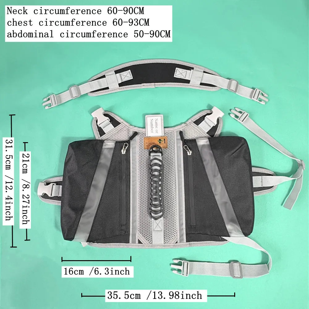 Tactical Dog Backpack Saddlebag with Reflective Pockets