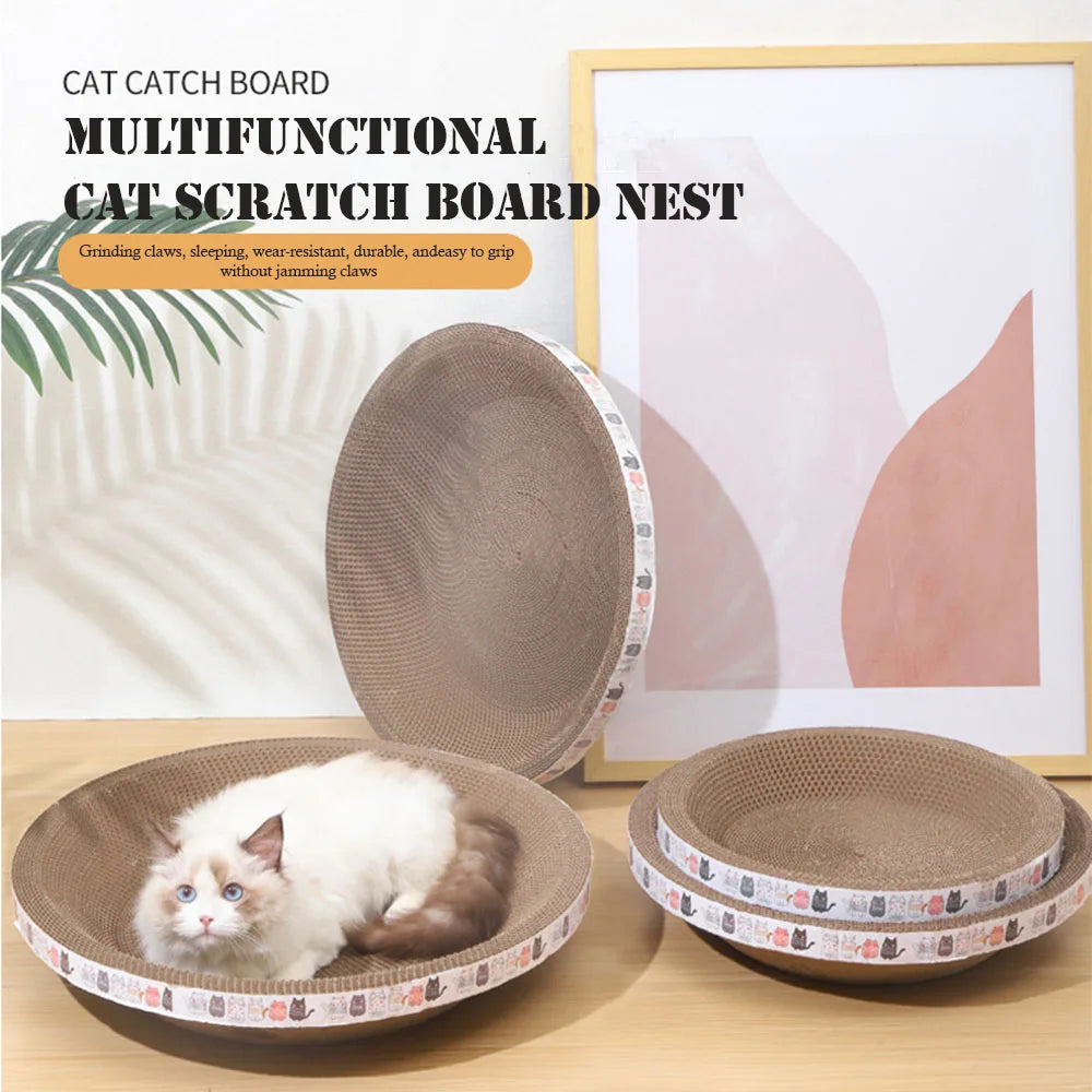 Corrugated Cardboard Cat Scratcher Round Oval Shape - Claw Grinding Toy