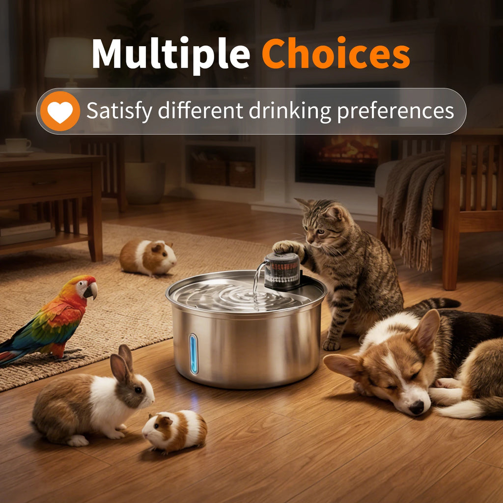 PawJoy 3.2L Stainless Fountain | Premium Cat Water Fountain USA