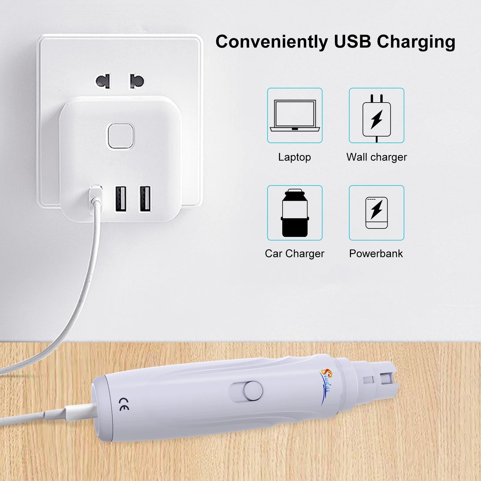 USB Rechargeable Electric Dog Nail Grinder 2-Speed
