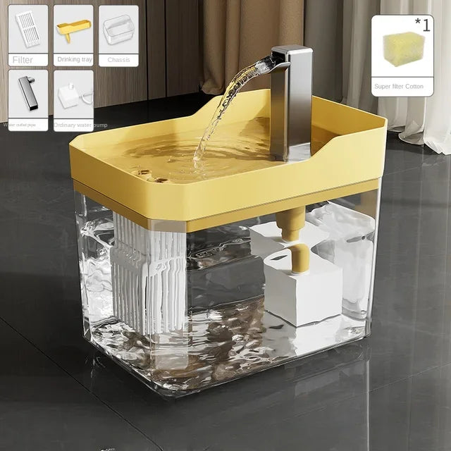 Cat Water Fountain Auto Filter Transparent | See-Through Pet Fountain USA