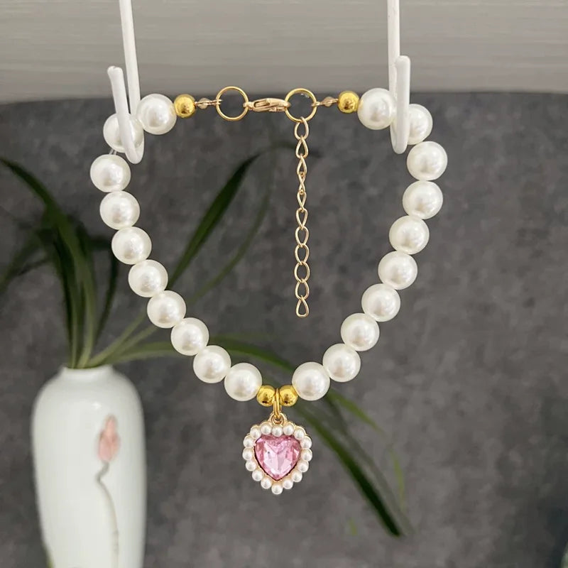Cute Pearl Cat Collar Adjustable Kitten Necklace Summer