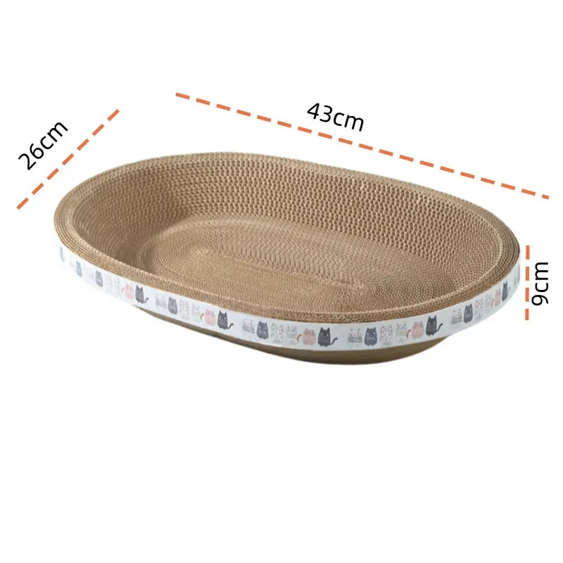 Corrugated Cat Scratcher Bed Round Oval - Claw Grinding Toy for Cats