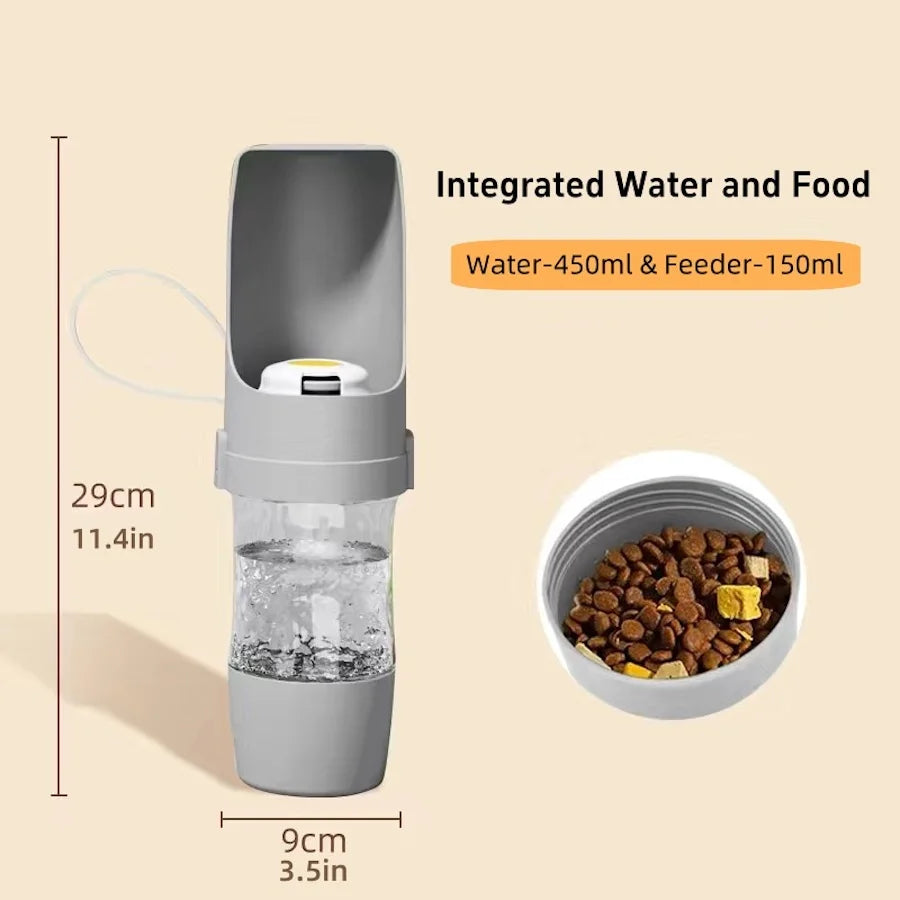 Portable Pet Water & Food Bottle for Outdoor Travel