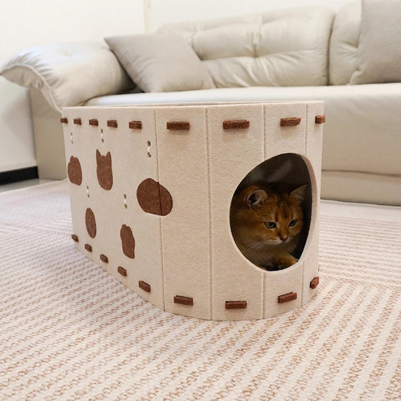 Foldable Tunnel Enclosed Cat Bed Cave Large