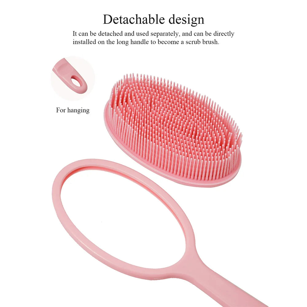Soft Bath Sponge Scrubbing Brush with Handle Exfoliating