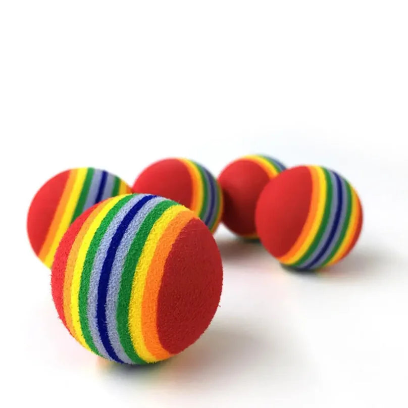Colorful Rainbow Foam Fetch Ball Soft Chew Toy for Dogs