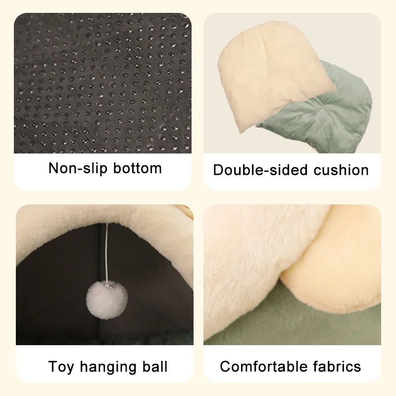 Deep Sleep Cat Bed – Foldable Washable Cave Nest