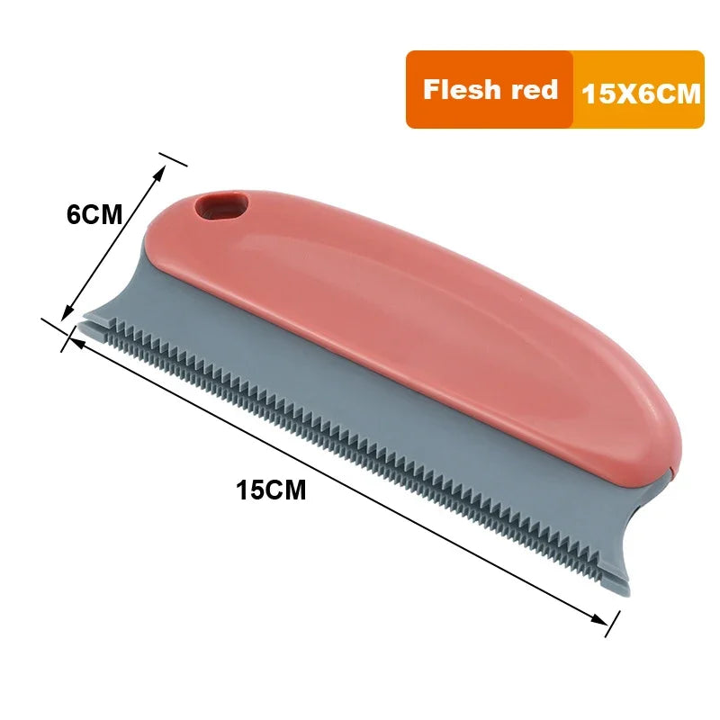Flesh red pet deshedding brush, 15 x 6 cm handheld comb