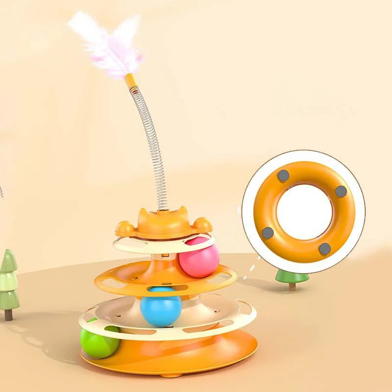 Interactive Cat Turntable Toy Feather Wand | PawJoy USA