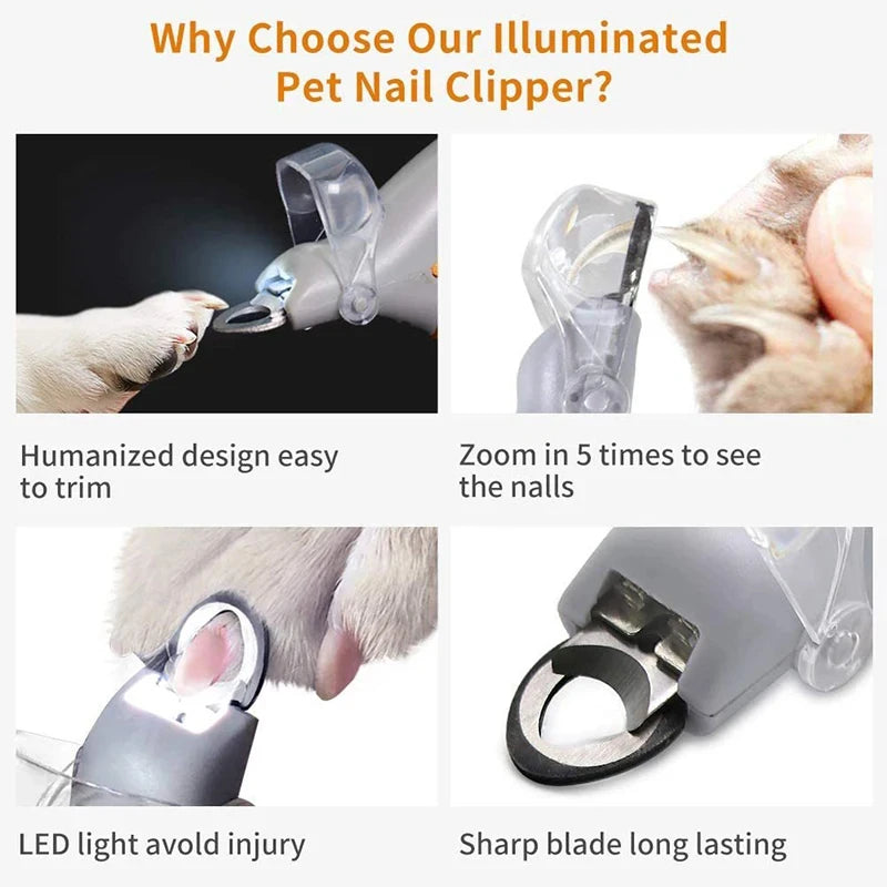 Professional Pet Nail Clipper Scissors LED Light Cat Dog Toeclaw Cutter