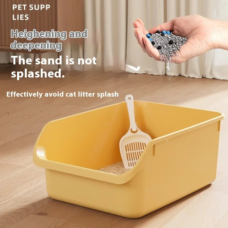 Oversized Semi-Enclosed Cat Litter Box Anti-Splash Kitten Toilet