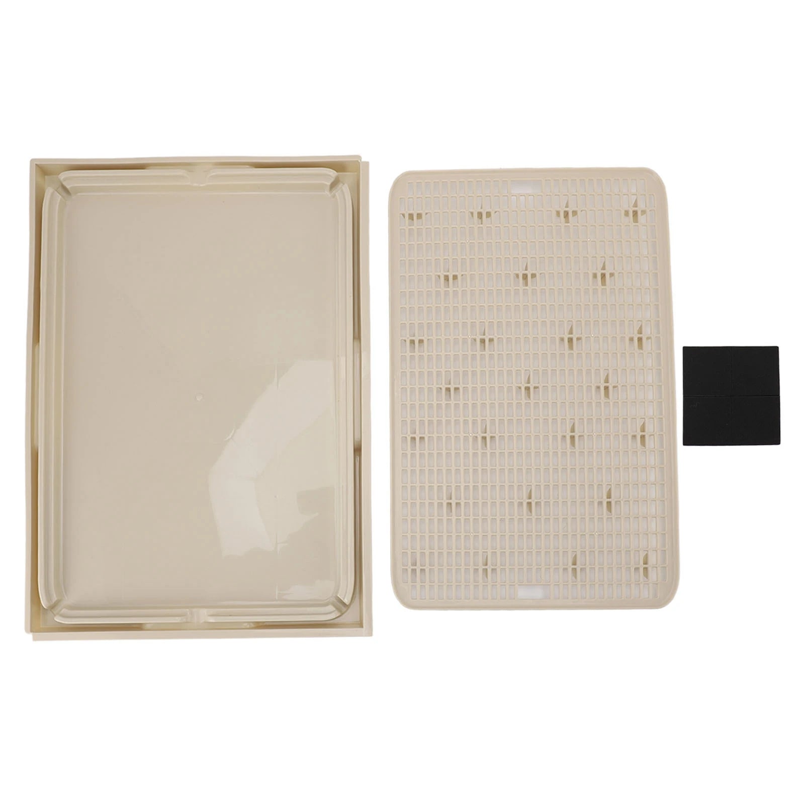 Cat litter catcher mat, double-layer design with khaki base and light grid top