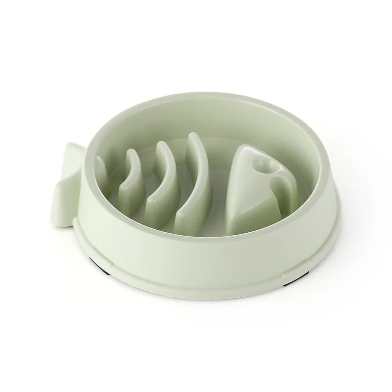 Mint green slow-feeding pet bowl with raised anti-choke maze feeder insert