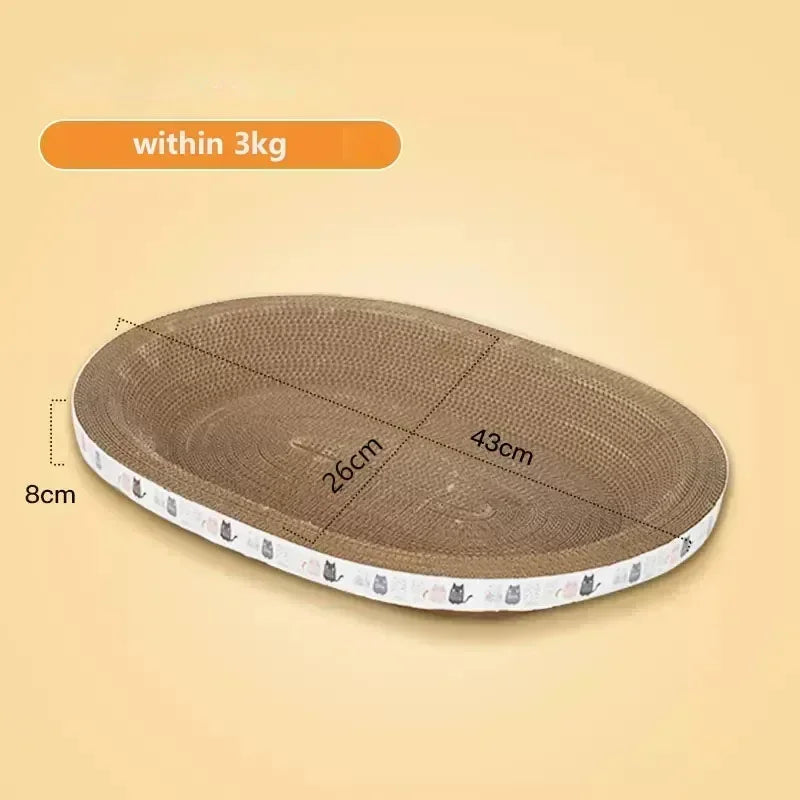 Corrugated Cat Scratcher Bed Round Oval - Claw Grinding Toy for Cats