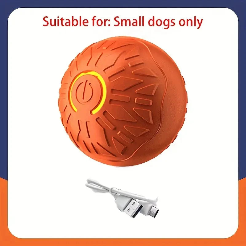 Orange rechargeable moving jump ball toy with warm-ring power button