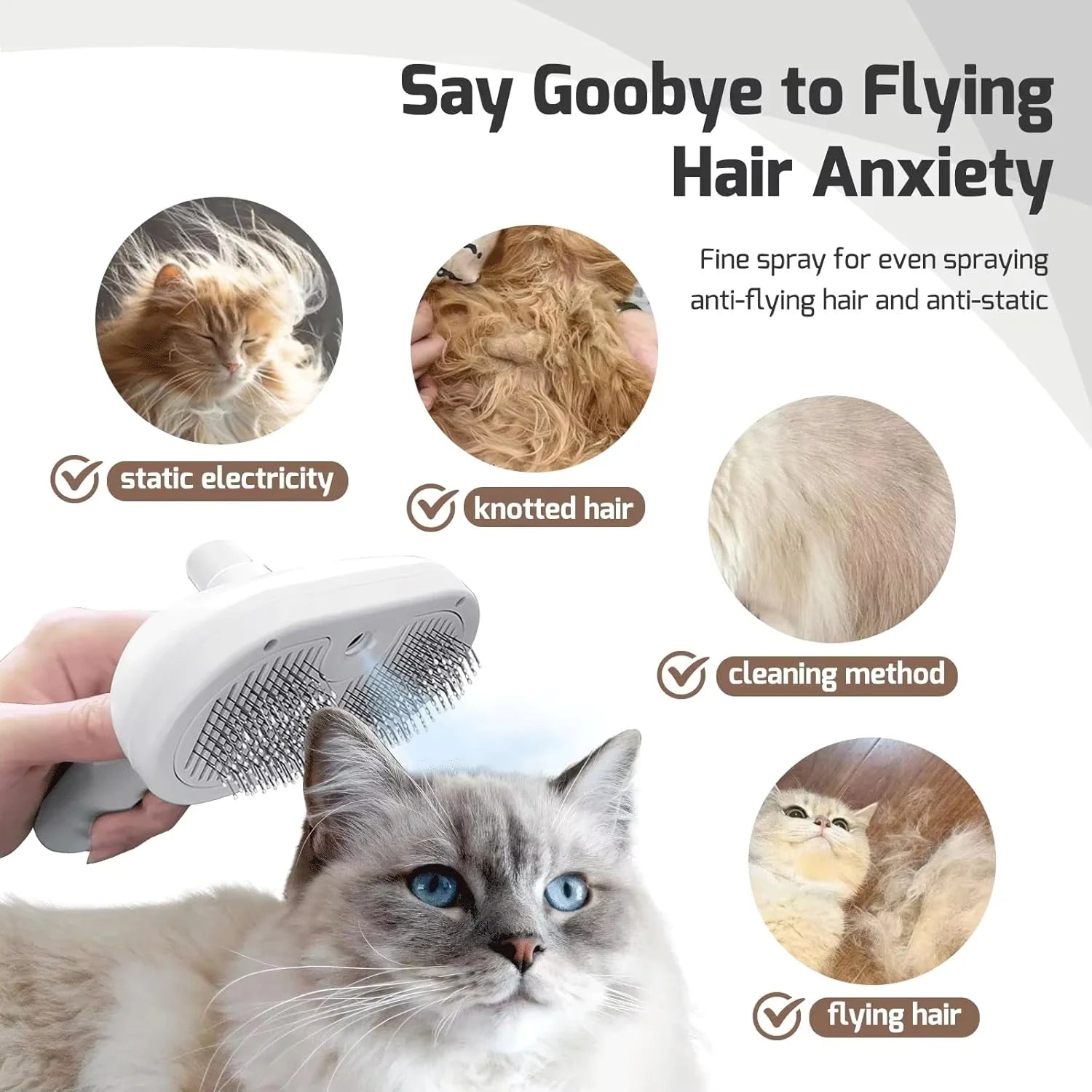 Spray Mist Pet Hair Comb Grooming Brush for Dogs and Cats