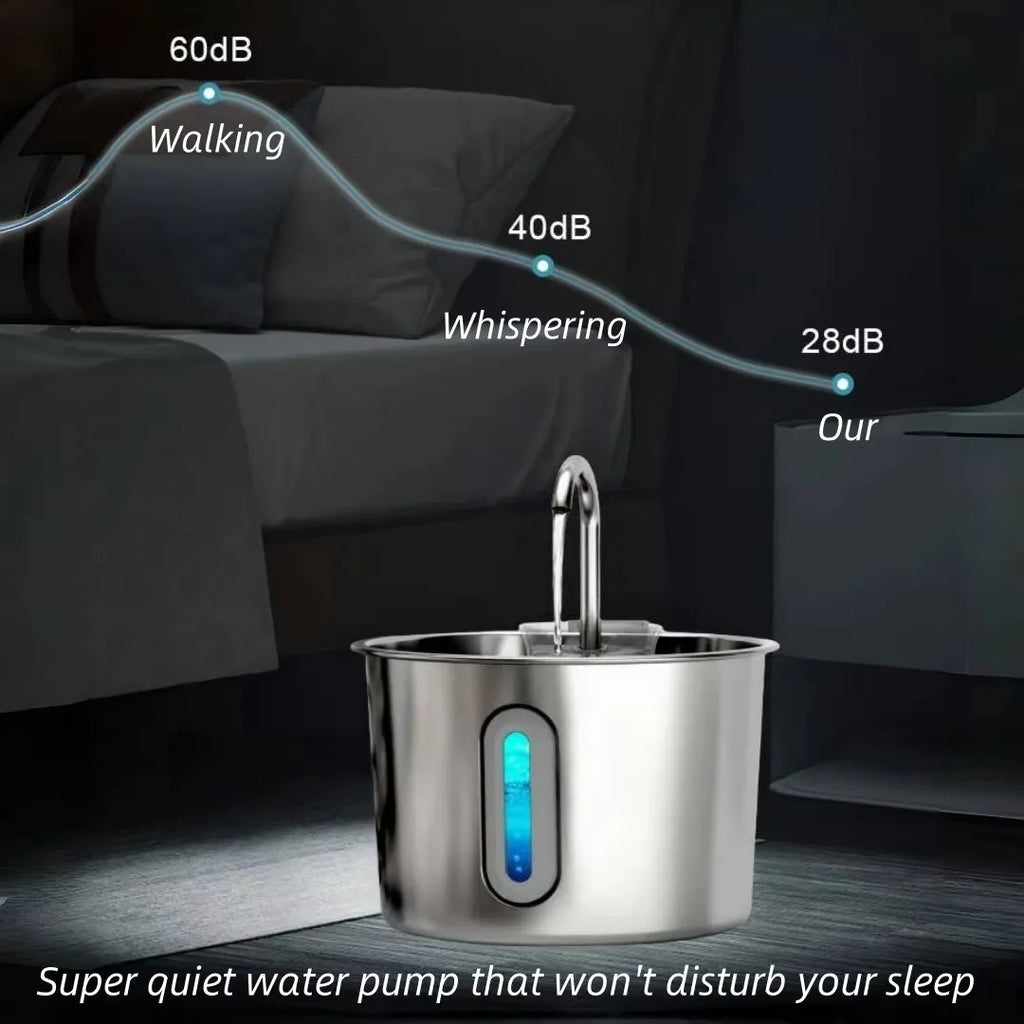 Stainless Steel 2.2L Cat Water Fountain Free Standing Filter