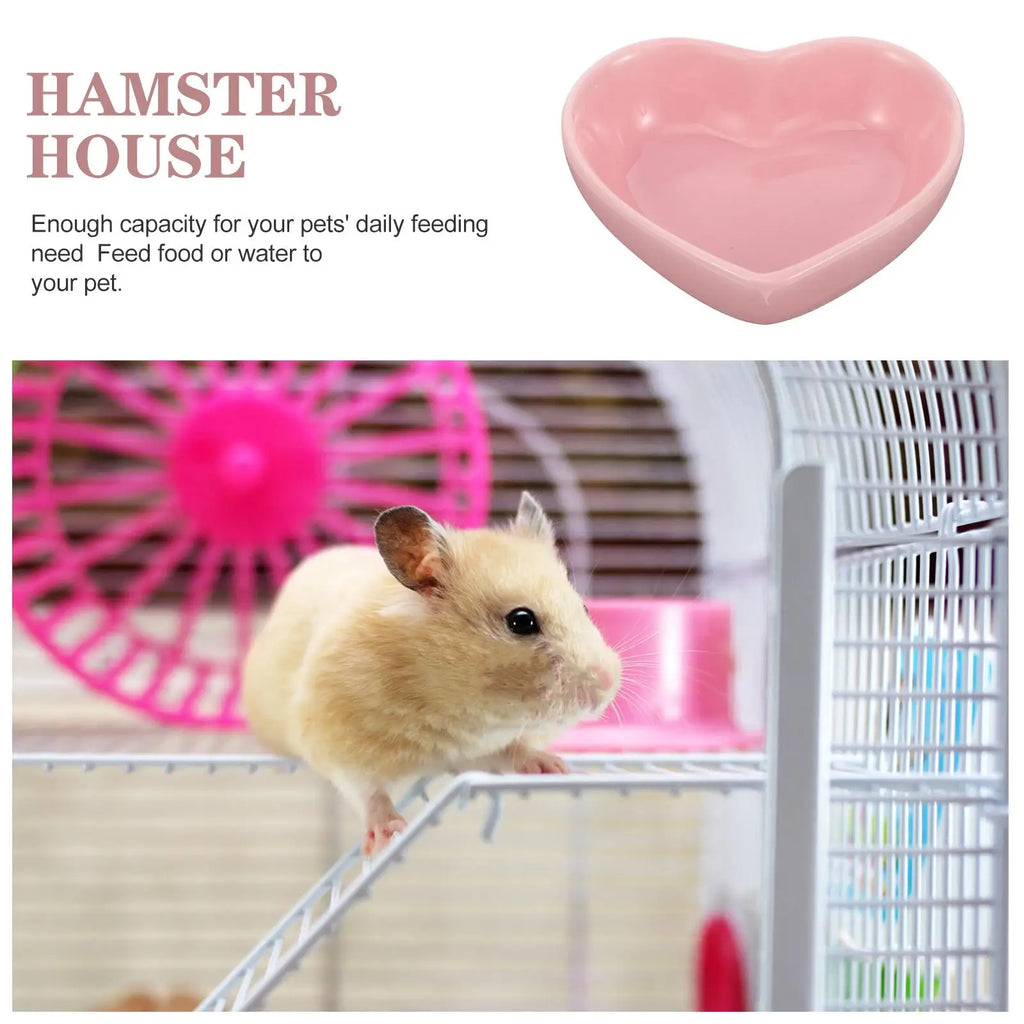 Heart Shape Ceramic Pet Bowl for Hamsters Guinea Pigs Squirrels