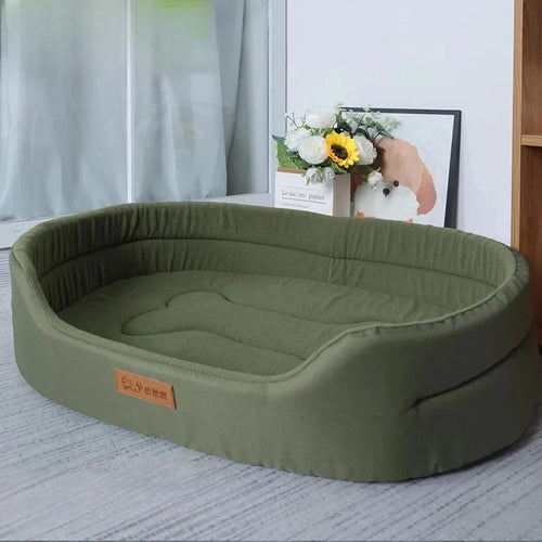 Green breathable dog bed sofa mat, low profile oval base with inner cushion