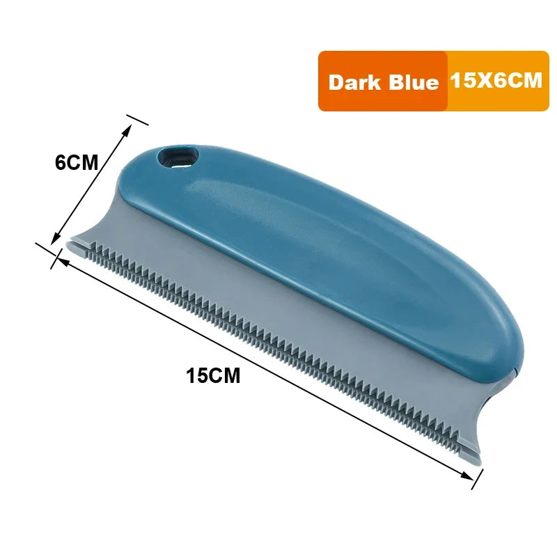 Dark blue pet deshedding brush, 15 x 6 cm handheld comb