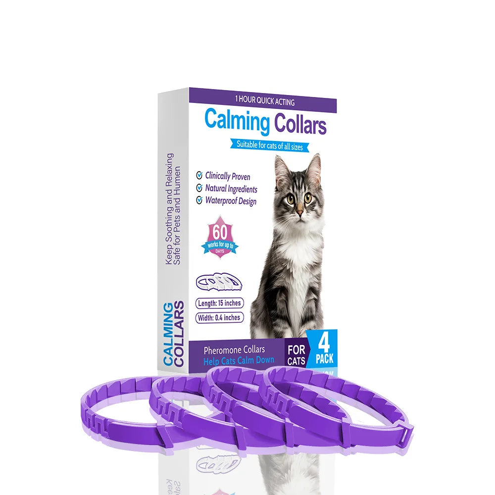 Cat Calming Collar 4Pcs Pheromone 60 Days Stress Relief