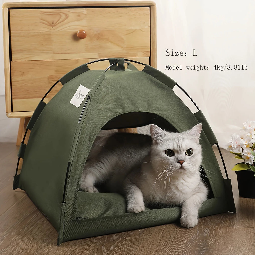 Foldable Canvas Cat Tent Bed Removable Semi-Enclosed Pet Sofa