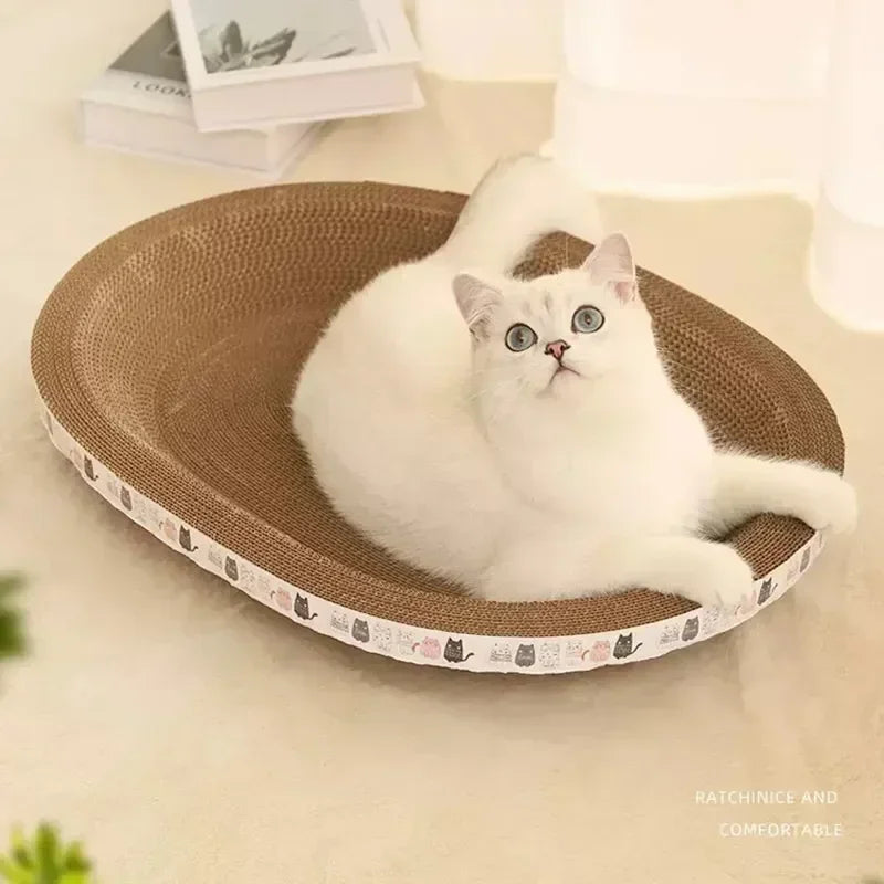 Corrugated Cat Scratcher Bed Round Oval - Claw Grinding Toy for Cats