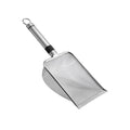 Stainless steel cat litter scoop with mesh screen and looped hanging handle