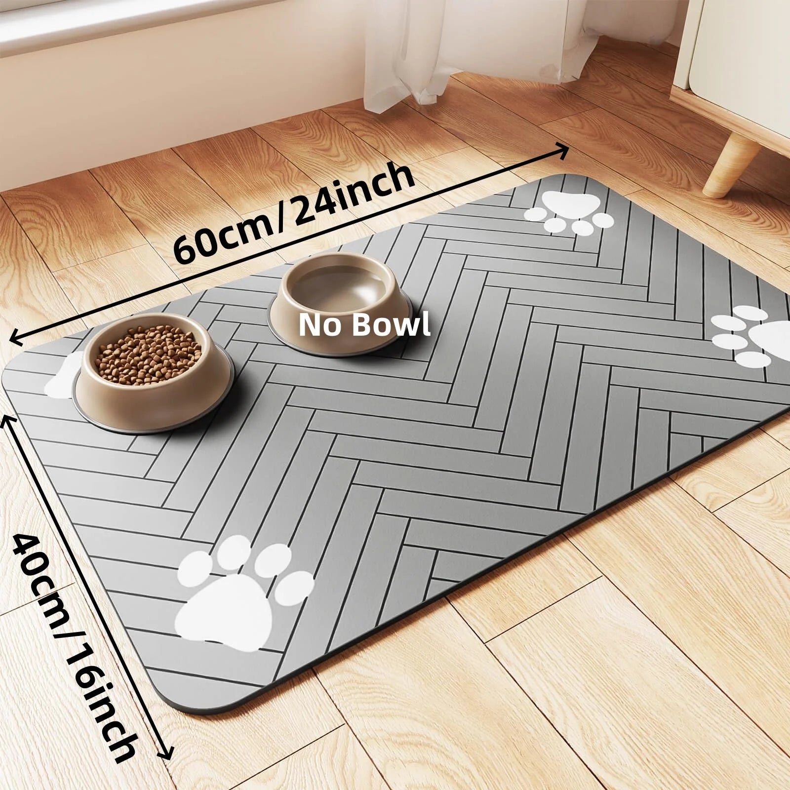 Absorbent Pet Placemat Waterproof Rubber Backing Quick Dry