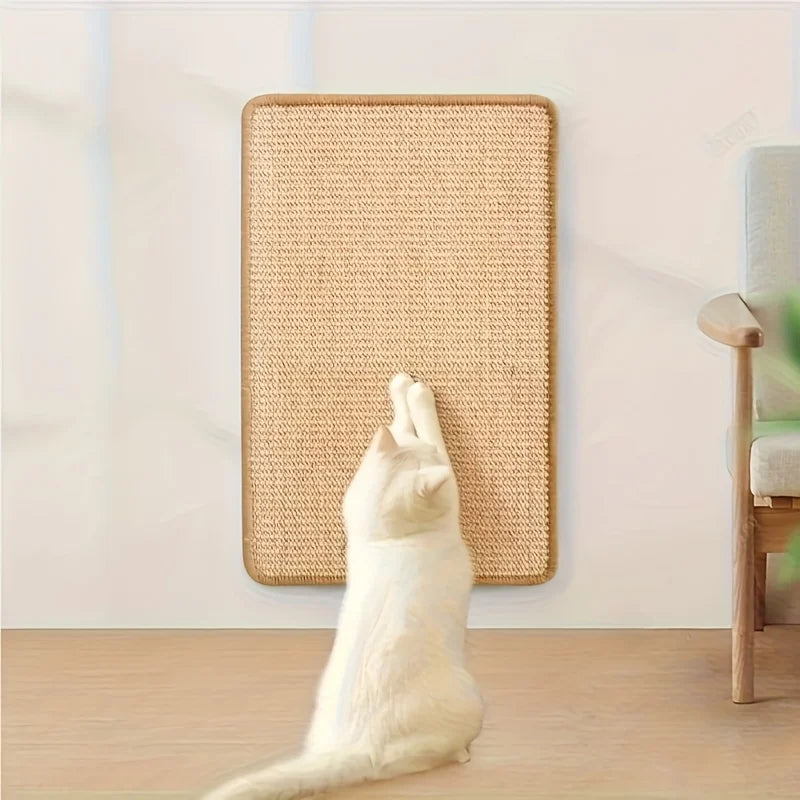 Wall-Mounted Sisal Cat Scratcher Mat - Durable Scratch Pad for Indoor Cats