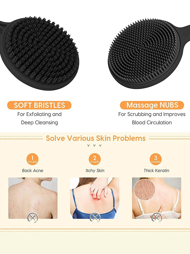 Soft Bath Sponge Scrubbing Brush with Handle Exfoliating