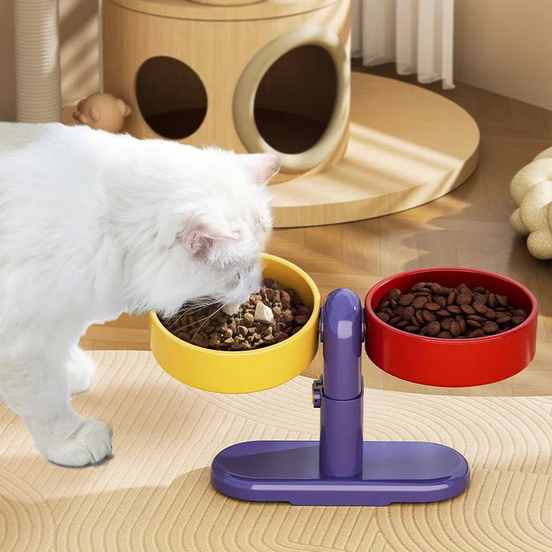 Tip-Proof Adjustable Height Pet Bowls for Cats & Dogs