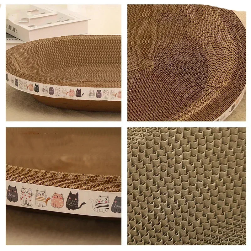 Corrugated Cat Scratcher Bed Round Oval - Claw Grinding Toy for Cats