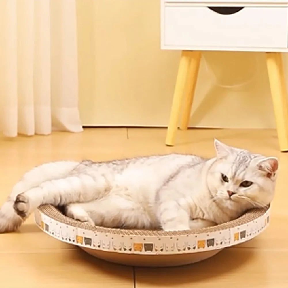 Corrugated Cardboard Cat Scratcher Round Oval Shape - Claw Grinding Toy