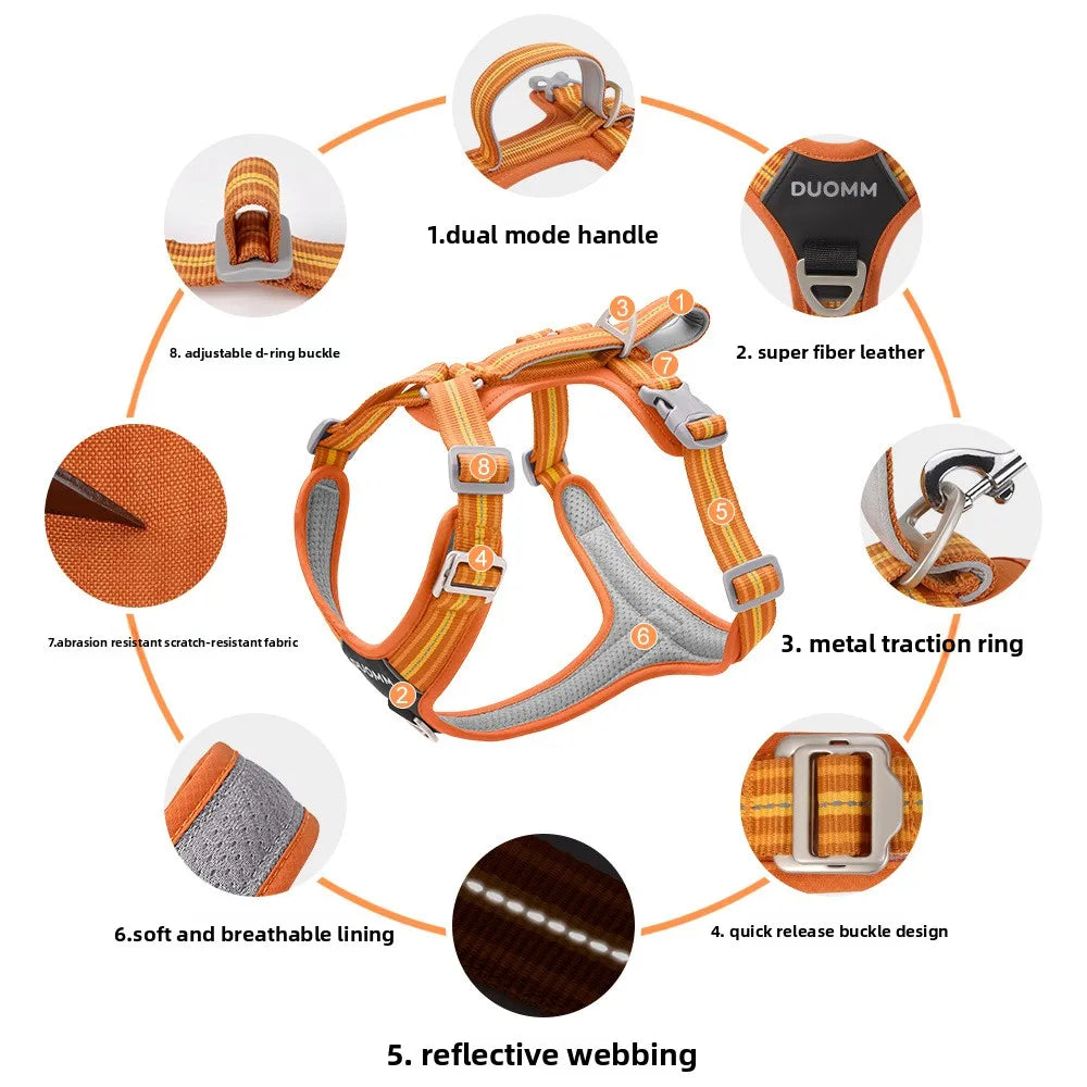 Dog Harness Leash Set Reflective Adjustable No Pull Vest Padded Large Medium Small