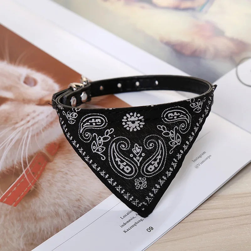 PU Cat Dog Collar Scarf Small Medium Dogs Adjustable Puppy