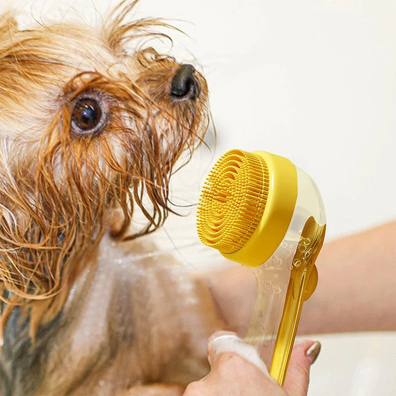 Pet Bath Brush Silicone Shampoo Dispenser for Dogs Cats