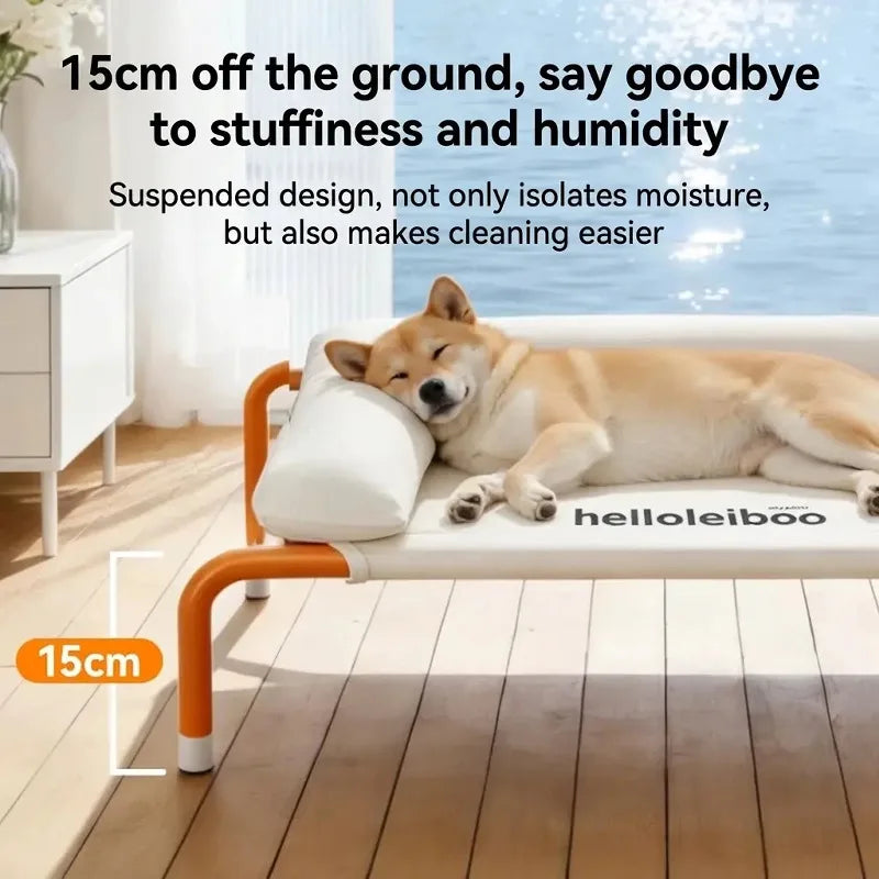 Elevated Breathable Mesh Dog Bed with Removable Pillow Cats Dogs