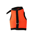 Soft mesh pet harness with leash, orange with black trim and metal ring