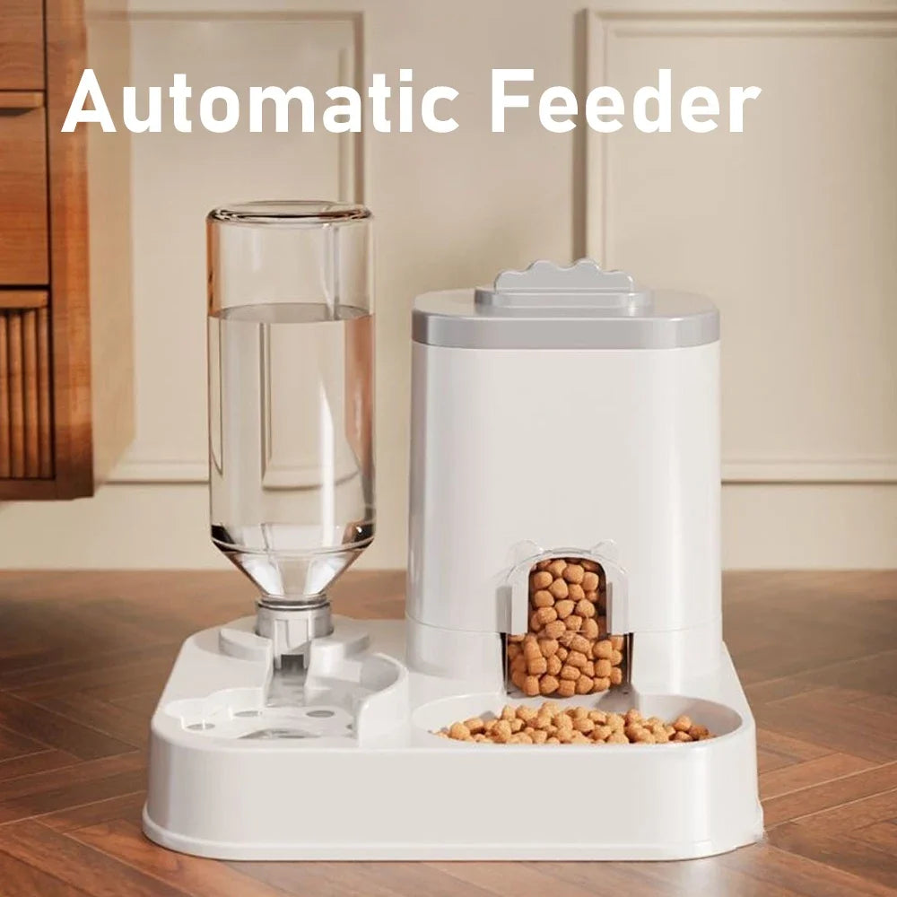 Gravity Auto Pet Feeder Water Dispenser Bowl Cats Dogs