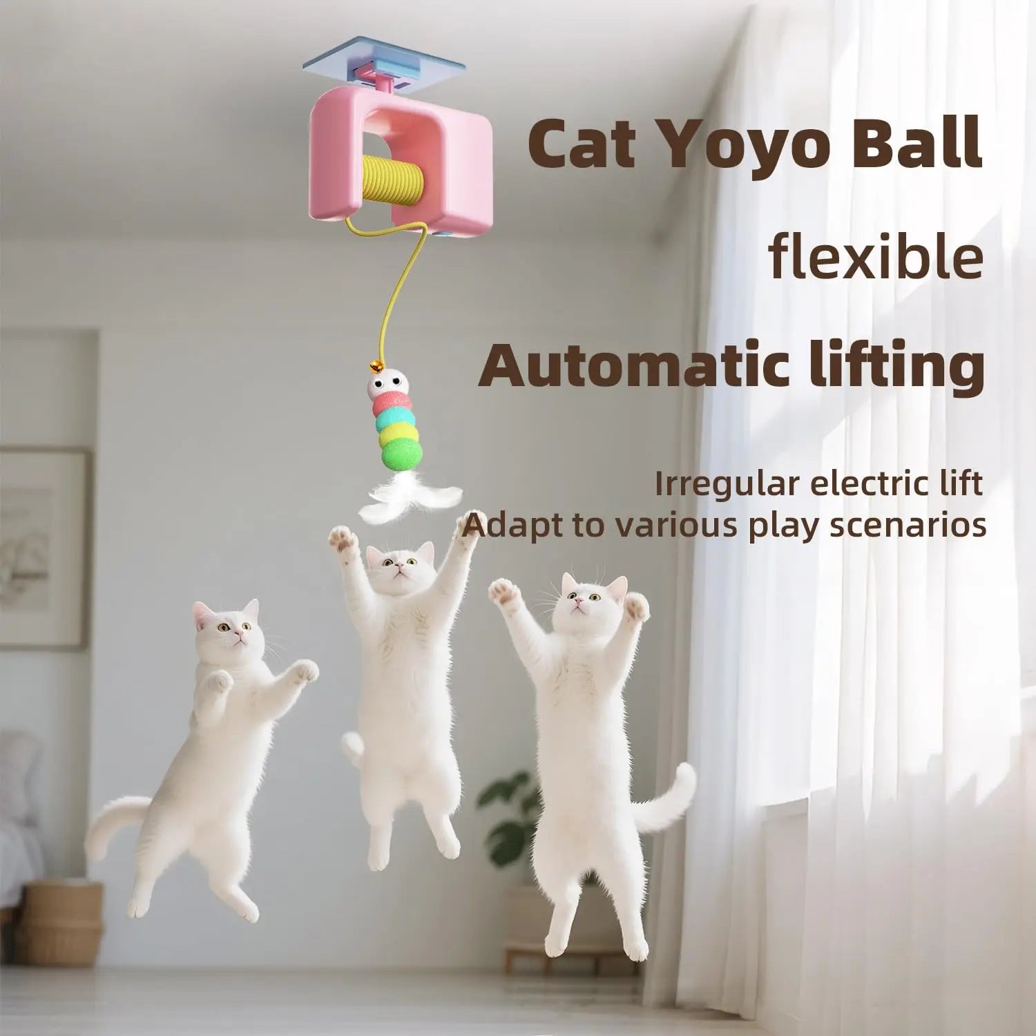 Caterpillar & Bird Self-Play Hanging Toy for Cats | PawJoyKwT