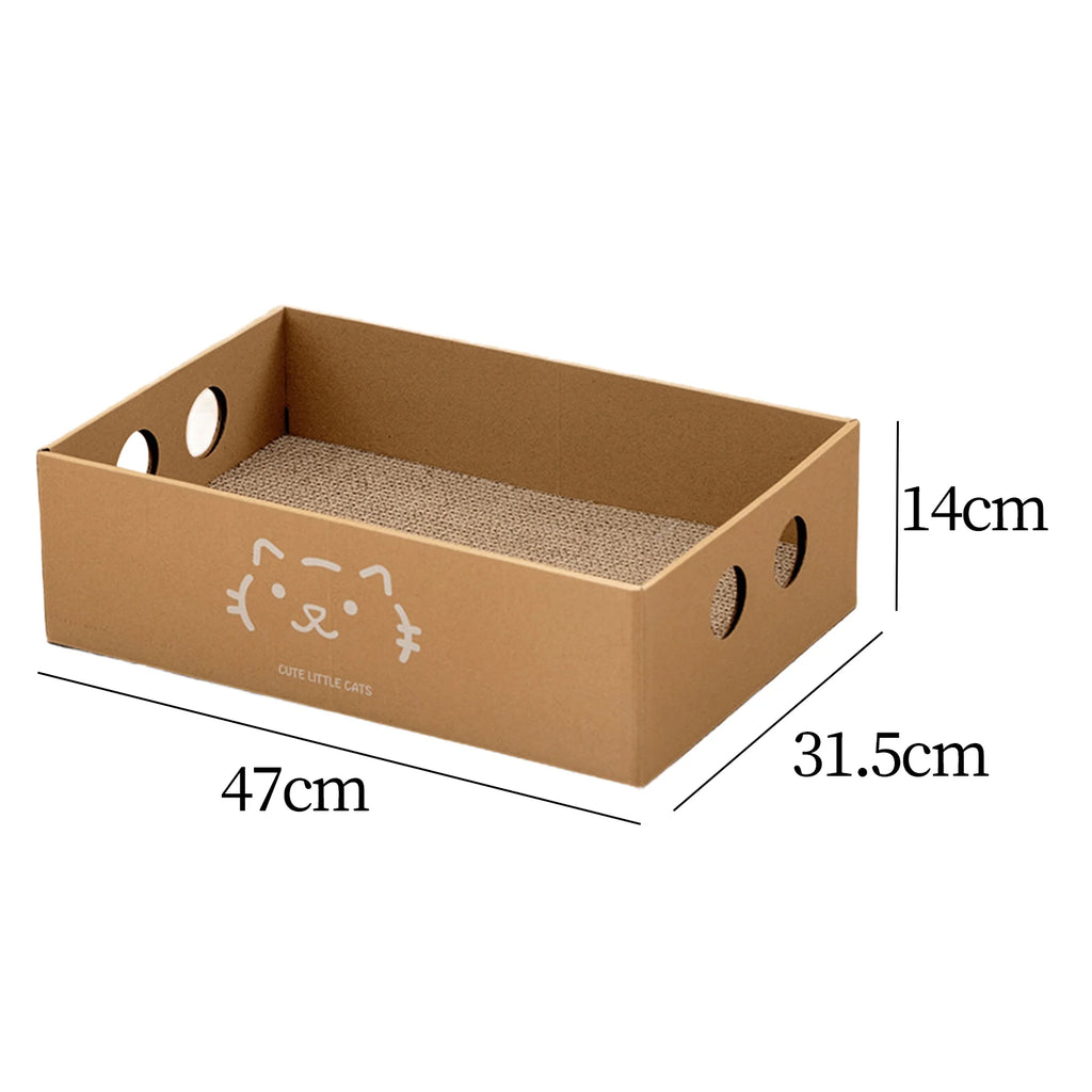 Cat Scratching Box House - Large Corrugated Cardboard Scratcher Pad