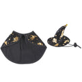 Black pet cape with gold star witch print and matching witch hat